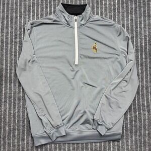 Straight Down Mens M Gray Wyoming Cowboys 1/4 Zip Golf Pullover (2483)